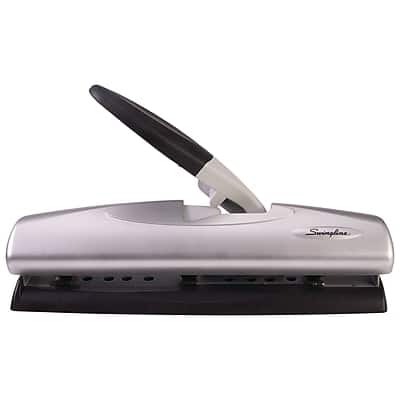 Swingline - LightTouch Desktop Adjustable Hole Punch, 20 Sheet Capacity - Black/Silver Swingline - LightTouch Desktop Adjustable Hole Punch, 20 Sheet Capacity - Black/Silver