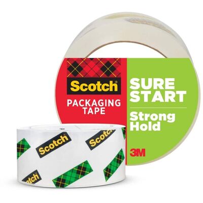3M - Scotch Sure Start Shipping Packaging Tape, 1.88" x 54.6 yd, Designed for Packing, Shipping and Mailing, Quiet Unwind, No 3M - Scotch Sure Start Shipping Packaging Tape, 1.88" x 54.6 yd, Designed for Packing, Shipping and Mailing, Quiet Unwind, No