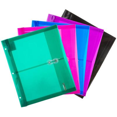 BAZIC Products - Poly Project Envelopes, 11-1/2" x 9-3/4", 200 Sheet Capacity, Assorted Colors, Pack of 5 BAZIC Products - Poly Project Envelopes, 11-1/2" x 9-3/4", 200 Sheet Capacity, Assorted Colors, Pack of 5