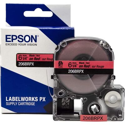 Epson - 1/4" Tape - 206BRPX - Black on Red Epson - 1/4" Tape - 206BRPX - Black on Red