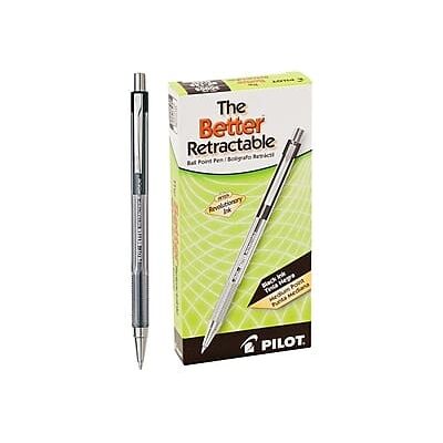Pilot - Better Retractable Ballpoint Pens, Medium Point, Dozen - Black Ink Pilot - Better Retractable Ballpoint Pens, Medium Point, Dozen - Black Ink
