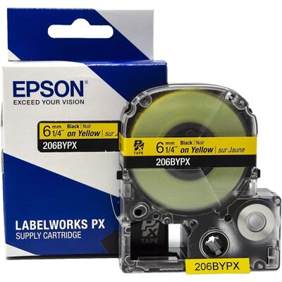 Epson - 1/4" Tape - 206BYPX - Black on Yellow Epson - 1/4" Tape - 206BYPX - Black on Yellow