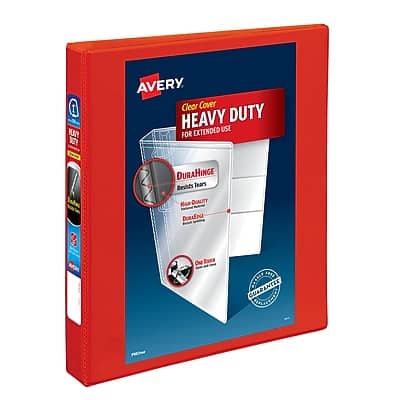 Avery - Heavy Duty 1" 3-Ring View Binders, One Touch EZD Ring - Red Avery - Heavy Duty 1" 3-Ring View Binders, One Touch EZD Ring - Red