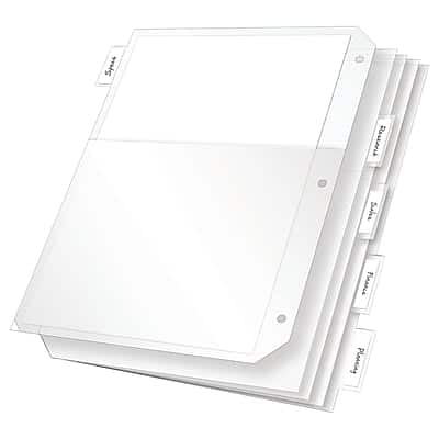 Fellowes - Cardinal Poly Binder Pockets, 3-Hole Punched, 5/Pack - Clear Fellowes - Cardinal Poly Binder Pockets, 3-Hole Punched, 5/Pack - Clear