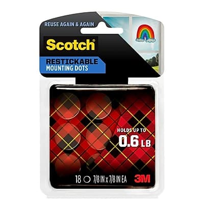 Scotch - Removable Adhesive Dots, 7/8" x 7/8", 18/Pack - Clear Scotch - Removable Adhesive Dots, 7/8" x 7/8", 18/Pack - Clear
