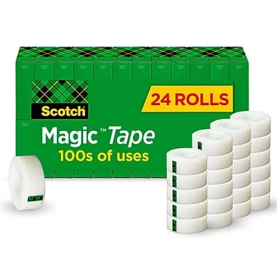 Scotch - Magic Tape Refill, 0.75" x 27.77 yds., 1" Core, 24 Rolls/Pack - Invisible Clear Scotch - Magic Tape Refill, 0.75" x 27.77 yds., 1" Core, 24 Rolls/Pack - Invisible Clear