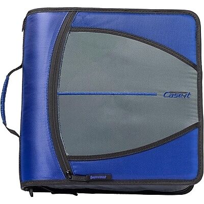 Case It - Mighty Zip Tab 3" 3-Ring Zipper Binders - Blue Case It - Mighty Zip Tab 3" 3-Ring Zipper Binders - Blue