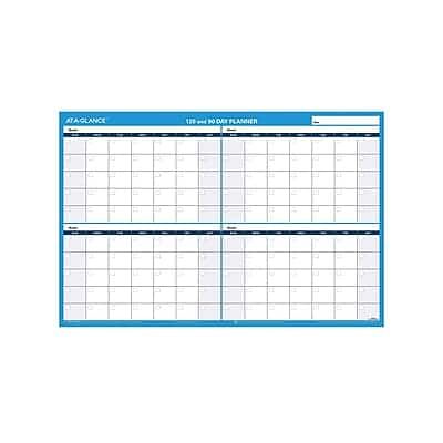 AT-A-GLANCE - 90-120 Day 24"H x 36"W Dry Erase Monthly Wall Calendar, Reversible - Blue AT-A-GLANCE - 90-120 Day 24"H x 36"W Dry Erase Monthly Wall Calendar, Reversible - Blue