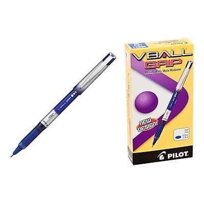 Pilot - VBall Grip Rollerball Pens, Fine Point, Dozen - Blue Ink Pilot - VBall Grip Rollerball Pens, Fine Point, Dozen - Blue Ink
