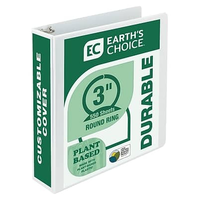 Samsill - Earth's Choice Plant-Based Durable 3" View Binder, 3-Ring , Made in USA - White Samsill - Earth's Choice Plant-Based Durable 3" View Binder, 3-Ring , Made in USA - White