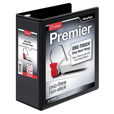 Cardinal - Heavy Duty 4" 3-Ring View Binders, D-Ring - Black Cardinal - Heavy Duty 4" 3-Ring View Binders, D-Ring - Black