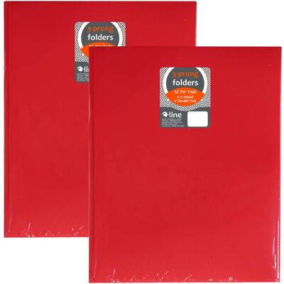 C-line - Two-Pocket Heavyweight Poly Portfolio Folder with Prongs, Red, 10 Per Pack, 2 Packs C-line - Two-Pocket Heavyweight Poly Portfolio Folder with Prongs, Red, 10 Per Pack, 2 Packs