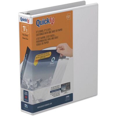 Stride - Quickfit Round Ring View Binder 3 Rings 1.5" Capacity 11 X 8.5 White Stride - Quickfit Round Ring View Binder 3 Rings 1.5" Capacity 11 X 8.5 White