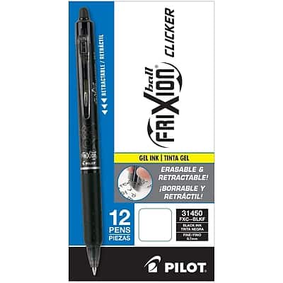 Pilot - FriXion Ball Clicker Erasable Gel Pens, Fine Point, 0.7mm, Ink, Dozen - Black Pilot - FriXion Ball Clicker Erasable Gel Pens, Fine Point, 0.7mm, Ink, Dozen - Black