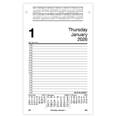 AT-A-GLANCE - 2026 8" x 5" Daily Desk Pad Calendar Refill Pages/ - White/Black AT-A-GLANCE - 2026 8" x 5" Daily Desk Pad Calendar Refill Pages/ - White/Black
