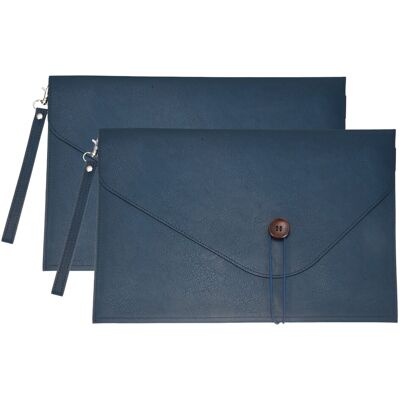 Unique Bargains - 2pcs Leather Folder, 14x10" Leather Document Holder PU Pouch Bag Portfolio Organizer Waterproof for Travel Men - Blue Unique Bargains - 2pcs Leather Folder, 14x10" Leather Document Holder PU Pouch Bag Portfolio Organizer Waterproof for Travel Men - Blue