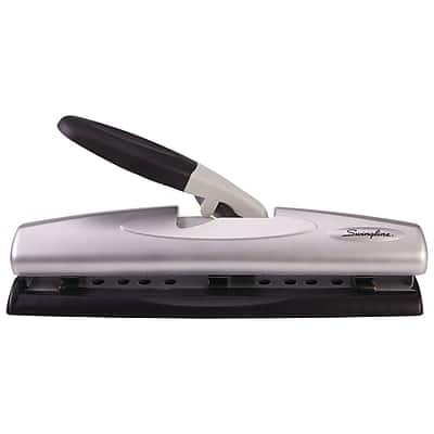 Swingline - LightTouch Desktop Adjustable Hole Punch, 12 Sheet Capacity - Black/Silver Swingline - LightTouch Desktop Adjustable Hole Punch, 12 Sheet Capacity - Black/Silver
