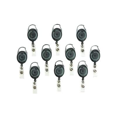 Staples - Metal Carabiner Badge Reels, 30" Retractable Cord Length, Metal, 10/Pack - Smoke Staples - Metal Carabiner Badge Reels, 30" Retractable Cord Length, Metal, 10/Pack - Smoke