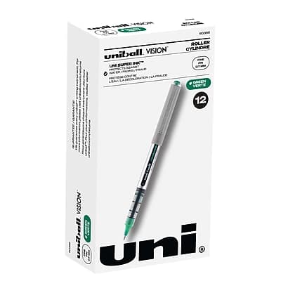 uni-ball - Vision Rollerball Pen, Fine Point, 0.7mm, 12/Pack - Green Ink uni-ball - Vision Rollerball Pen, Fine Point, 0.7mm, 12/Pack - Green Ink