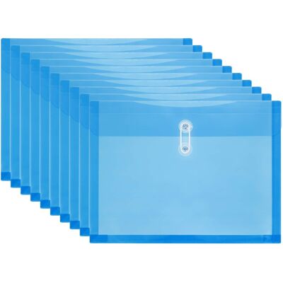 Unique Bargains - 10pcs Plastic Envelopes with Button String Tie Closure, A4 Size File Document Folders for Home Work Office Organization - Blue Unique Bargains - 10pcs Plastic Envelopes with Button String Tie Closure, A4 Size File Document Folders for Home Work Office Organization - Blue