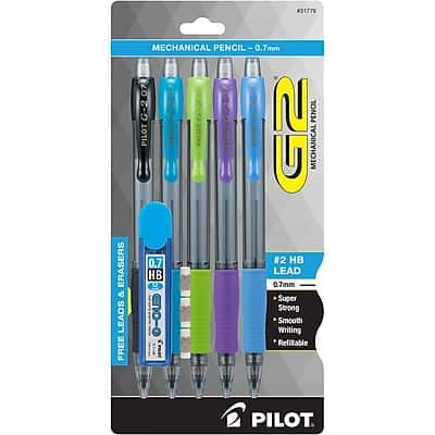 Pilot - G2 Mechanical Pencil, 0.7mm, #2 Hard Lead, 5/Pack - Black Pilot - G2 Mechanical Pencil, 0.7mm, #2 Hard Lead, 5/Pack - Black