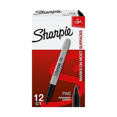 Sharpie - Permanent Marker, Fine Tip, 12/Pack - Black Sharpie - Permanent Marker, Fine Tip, 12/Pack - Black