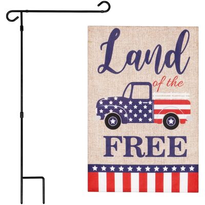 G128 - Deluxe Garden Flag Set with 36 x 16 in Metal Stand and 12 x 18 in Double-Sided Printed Burlap Flag - Assorted Colors G128 - Deluxe Garden Flag Set with 36 x 16 in Metal Stand and 12 x 18 in Double-Sided Printed Burlap Flag - Assorted Colors