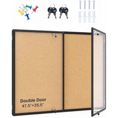 Costway - 47.5" x 35.5" Enclosed Bulletin Board with Aluminum Frame, Felt Surface for School - Black Costway - 47.5" x 35.5" Enclosed Bulletin Board with Aluminum Frame, Felt Surface for School - Black