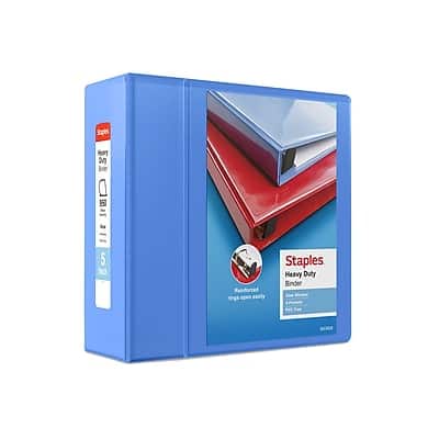 Staples - Heavy Duty 5" 3-Ring View Binder, D-Ring - Periwinkle Staples - Heavy Duty 5" 3-Ring View Binder, D-Ring - Periwinkle