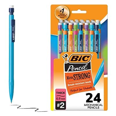 BIC - Xtra Strong Mechanical Pencils, 0.9mm, #2 Hard Lead, 24/Pack - Black BIC - Xtra Strong Mechanical Pencils, 0.9mm, #2 Hard Lead, 24/Pack - Black