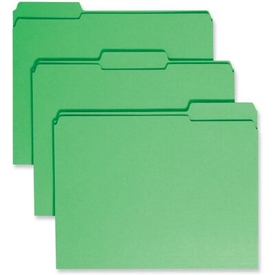 Smead Manufacturing - Reinforced Top Tab Colored File Folders, 1/3-Cut Tabs: Assorted, Letter Size, 0.75" Expansion, Green, 100/Box Smead Manufacturing - Reinforced Top Tab Colored File Folders, 1/3-Cut Tabs: Assorted, Letter Size, 0.75" Expansion, Green, 100/Box
