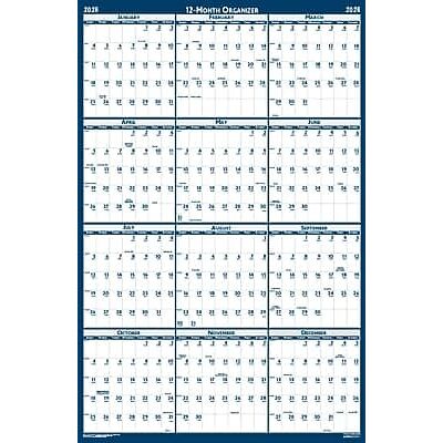 House of Doolittle - 2026 37" x 24" Yearly Dry Erase Wall Calendar, Reversible - Blue House of Doolittle - 2026 37" x 24" Yearly Dry Erase Wall Calendar, Reversible - Blue