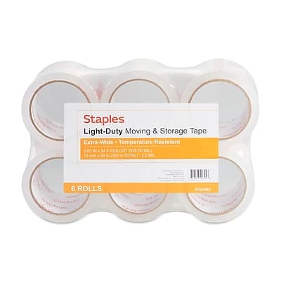 Staples - Lightweight Moving & Storage Packing Tape, 2.83" x 54.6 yds., 6/Pack - Clear Staples - Lightweight Moving & Storage Packing Tape, 2.83" x 54.6 yds., 6/Pack - Clear