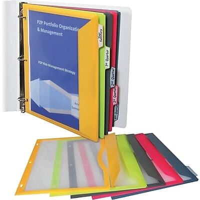 C-line - Poly Binder Pockets With Write-On Index Tabs, 3-Hole Punched, 5 Tabs, Colors - Assorted C-line - Poly Binder Pockets With Write-On Index Tabs, 3-Hole Punched, 5 Tabs, Colors - Assorted