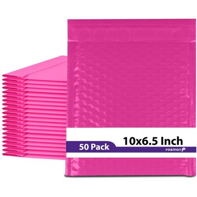 Fosmon - #0 Colored Poly Bubble Mailer 6.5" x 10", Padded Shipping Envelopes, 6.5 x 9" Usable size - 50 Pack - Pink Fosmon - #0 Colored Poly Bubble Mailer 6.5" x 10", Padded Shipping Envelopes, 6.5 x 9" Usable size - 50 Pack - Pink