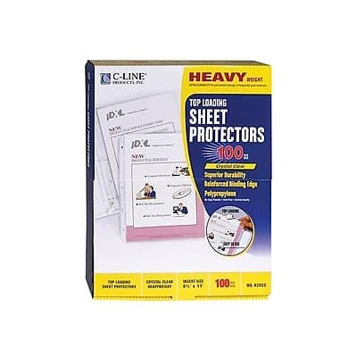 C-line - Top-Load Heavyweight Sheet Protectors, 8-1/2" x 11", 100/Box - Clear C-line - Top-Load Heavyweight Sheet Protectors, 8-1/2" x 11", 100/Box - Clear