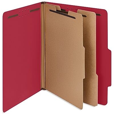 Staples - 100% Recycled Heavy Duty Classification Folder, 2-Dividers, 2" Expansion, Letter Size, 10/Box - Bright Red Staples - 100% Recycled Heavy Duty Classification Folder, 2-Dividers, 2" Expansion, Letter Size, 10/Box - Bright Red