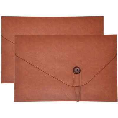 Unique Bargains - 2pcs Leather Folder, 14x10" Leather Document Holder PU Pouch Bag Portfolio Organizer Waterproof for Office Men - Brown Unique Bargains - 2pcs Leather Folder, 14x10" Leather Document Holder PU Pouch Bag Portfolio Organizer Waterproof for Office Men - Brown