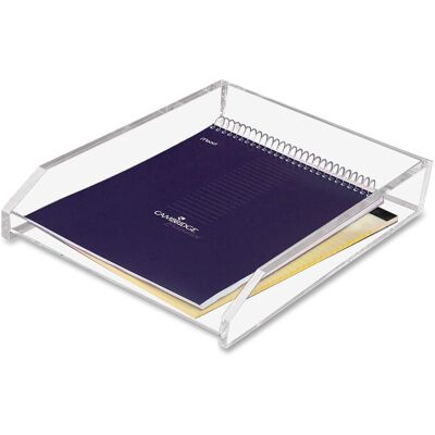 KanTek - Letter Tray 1 Tier 2.50" Height x 10.50" Width x 13.75" Depth Desktop Non skid Base Acrylic - Clear KanTek - Letter Tray 1 Tier 2.50" Height x 10.50" Width x 13.75" Depth Desktop Non skid Base Acrylic - Clear