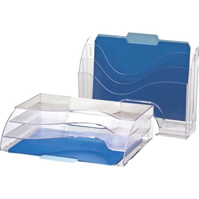 Officemate - Wave 2 way Desktop Organizer 3 Compartment 3 Tier 11.25" x 13" x 3.63" Desktop Plastic - Clear Officemate - Wave 2 way Desktop Organizer 3 Compartment 3 Tier 11.25" x 13" x 3.63" Desktop Plastic - Clear