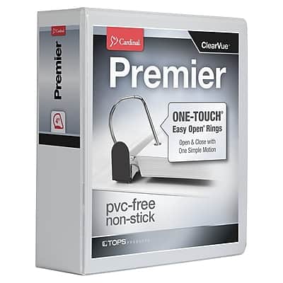 Cardinal - Premier Heavy Duty 4" 3-Ring View Binders, D-Ring - White Cardinal - Premier Heavy Duty 4" 3-Ring View Binders, D-Ring - White