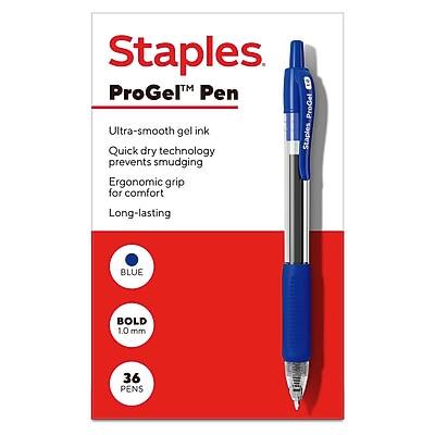 Staples - ProGel Retractable Gel Pen, Bold Point, 1.0mm, 36 Pack - Blue Ink Staples - ProGel Retractable Gel Pen, Bold Point, 1.0mm, 36 Pack - Blue Ink