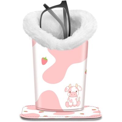 Kitcheniva - PU Leather Plush Lined Eyeglasses Protective Cover Holder Magnetic Stand Desk Organizer - Strawberry Cow Kitcheniva - PU Leather Plush Lined Eyeglasses Protective Cover Holder Magnetic Stand Desk Organizer - Strawberry Cow