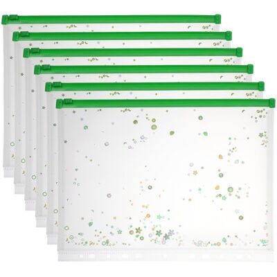 Unique Bargains - 6pcs A4 Plastic Binder Zipper Pockets 12x9 Inch Clear Envelope Folders Planner Waterproof with Sequin Decor - Fluorescent Green Unique Bargains - 6pcs A4 Plastic Binder Zipper Pockets 12x9 Inch Clear Envelope Folders Planner Waterproof with Sequin Decor - Fluorescent Green