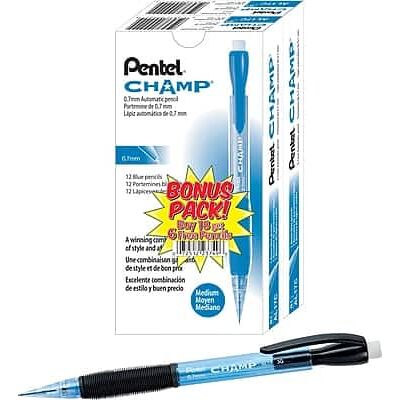 Pentel - Champ Mechanical Pencil, 0.7mm, #2 Medium Lead, 2 Dozen - Black Pentel - Champ Mechanical Pencil, 0.7mm, #2 Medium Lead, 2 Dozen - Black