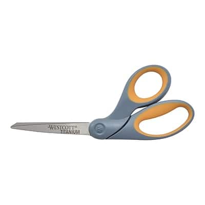 Westcott - Titanium Bonded 8" Titanium Heavy Duty General Purpose Scissor, Sharp Tip - Gray/Yellow Westcott - Titanium Bonded 8" Titanium Heavy Duty General Purpose Scissor, Sharp Tip - Gray/Yellow