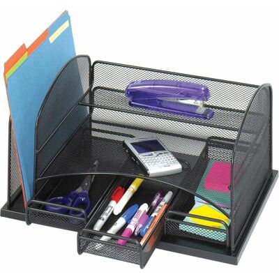 Safco - Onyx 3 Drawer Desktop Organizer 3 Drawer 16" x 11.38" x 8" Powder Coated Steel - Black Safco - Onyx 3 Drawer Desktop Organizer 3 Drawer 16" x 11.38" x 8" Powder Coated Steel - Black