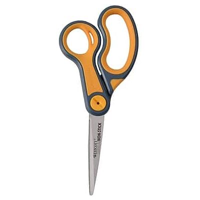 Westcott - Titanium Bonded Non-Stick 8" Scissors, Adjustable Glide, Pointed Tip - Gray/Yellow Westcott - Titanium Bonded Non-Stick 8" Scissors, Adjustable Glide, Pointed Tip - Gray/Yellow