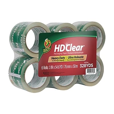 Duck - HD Heavy Duty Packing Tape, 3" x 54.6 yds., 6/Pack - Clear Duck - HD Heavy Duty Packing Tape, 3" x 54.6 yds., 6/Pack - Clear