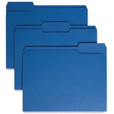 Smead Manufacturing - Colored File Folders, 1/3-Cut Tabs: Assorted, Letter Size, 0.75" Expansion, Navy Blue, 100/Box Smead Manufacturing - Colored File Folders, 1/3-Cut Tabs: Assorted, Letter Size, 0.75" Expansion, Navy Blue, 100/Box